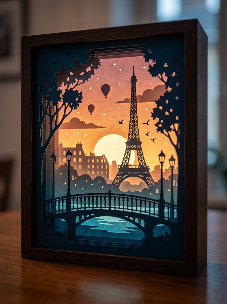 3D 纸雕灯箱风格图