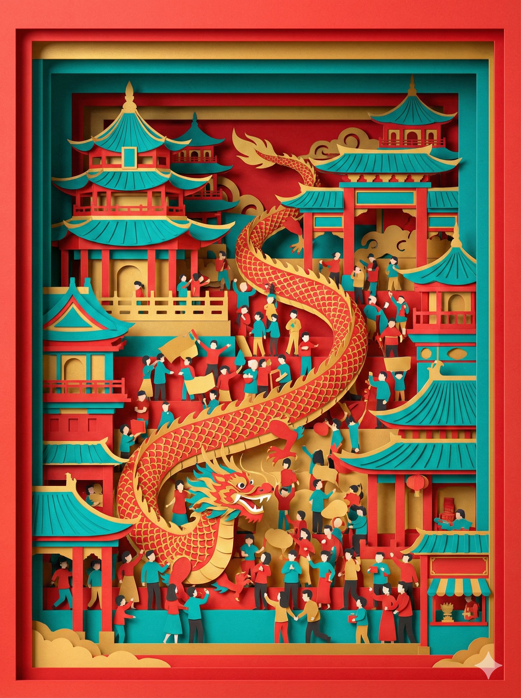 超鲜艳3D层压剪纸艺术作品