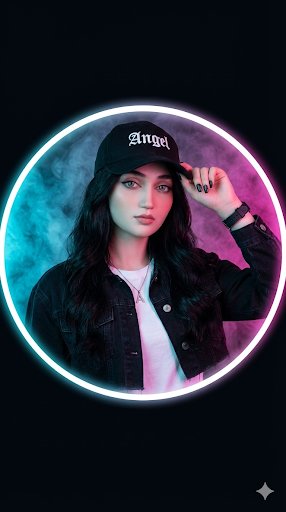 黑色背景下的圆形个人照