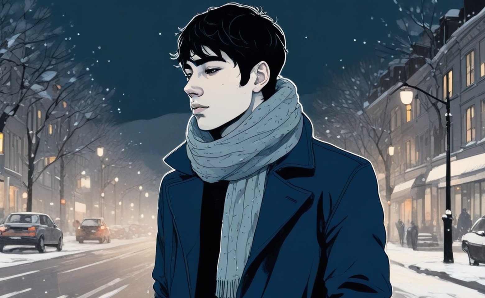 DomoAIのNano Banana Proとテイストの異なる男性イラスト