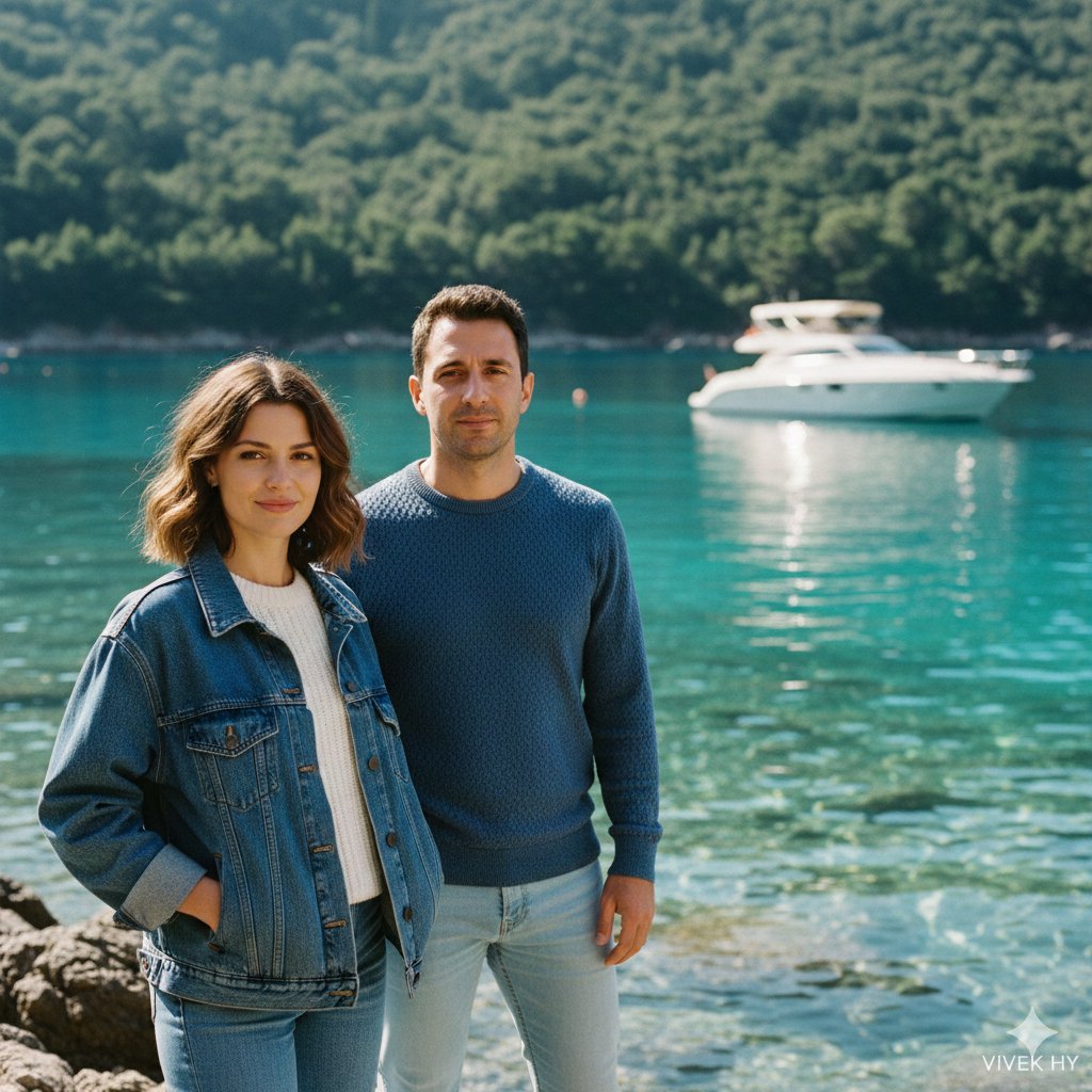 Google Gemini Nano banana Pro 拍摄的休闲海岸风景人像