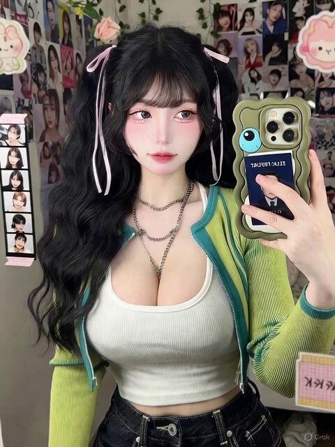 韩系美少女对镜自拍