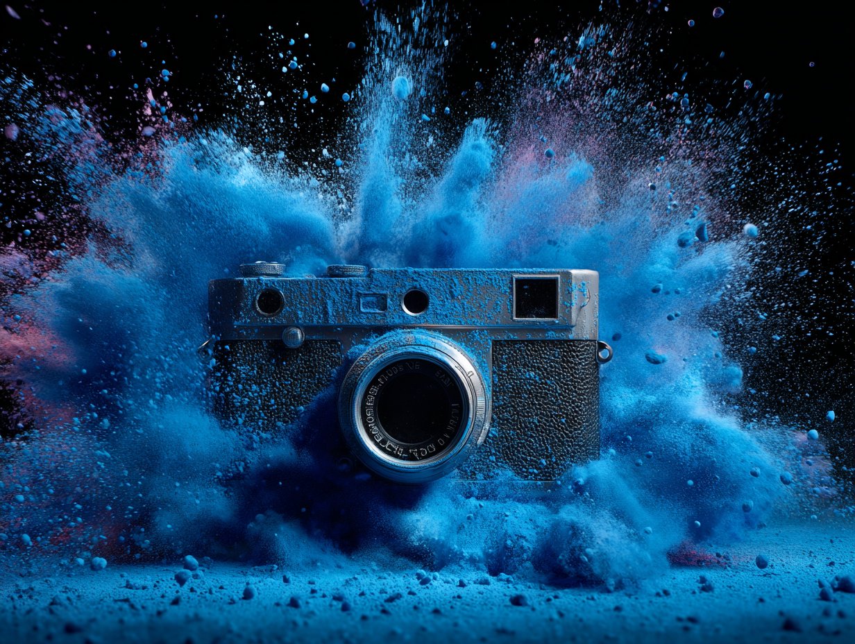 产品互动摄影：粉末爆炸中的产品