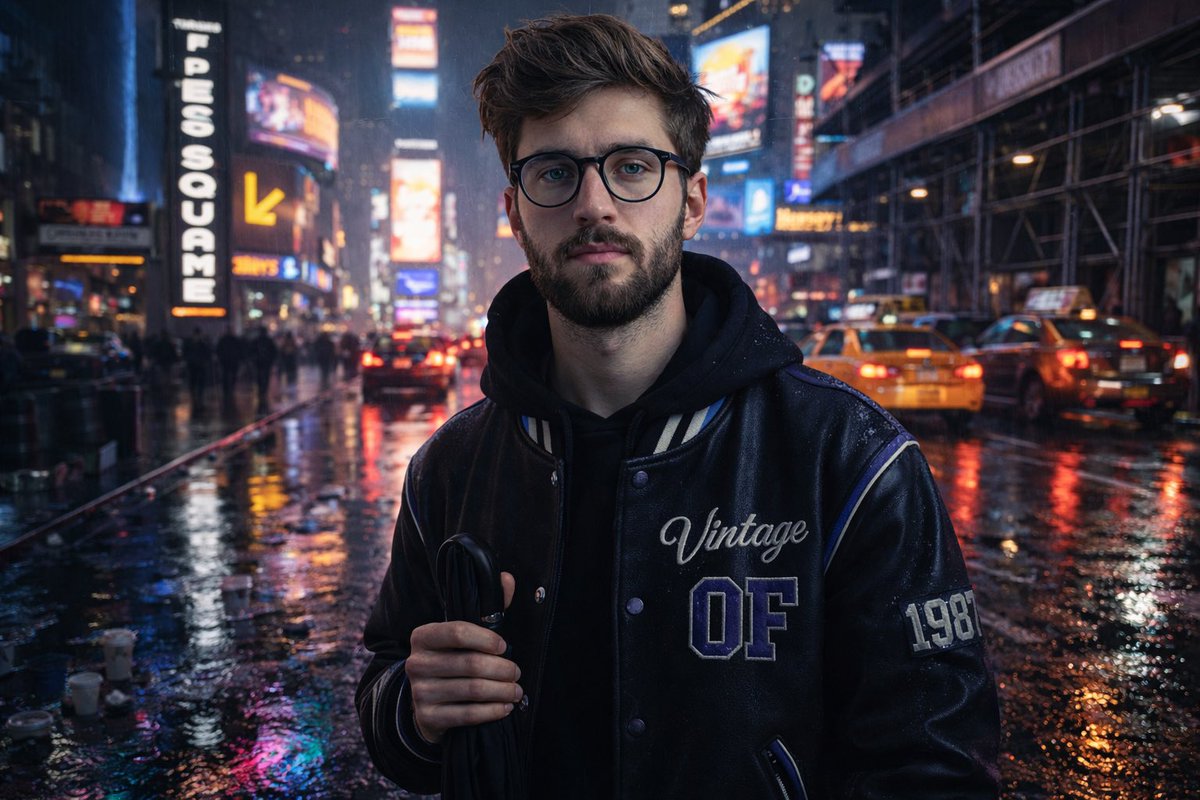 纽约时代广场雨夜对比