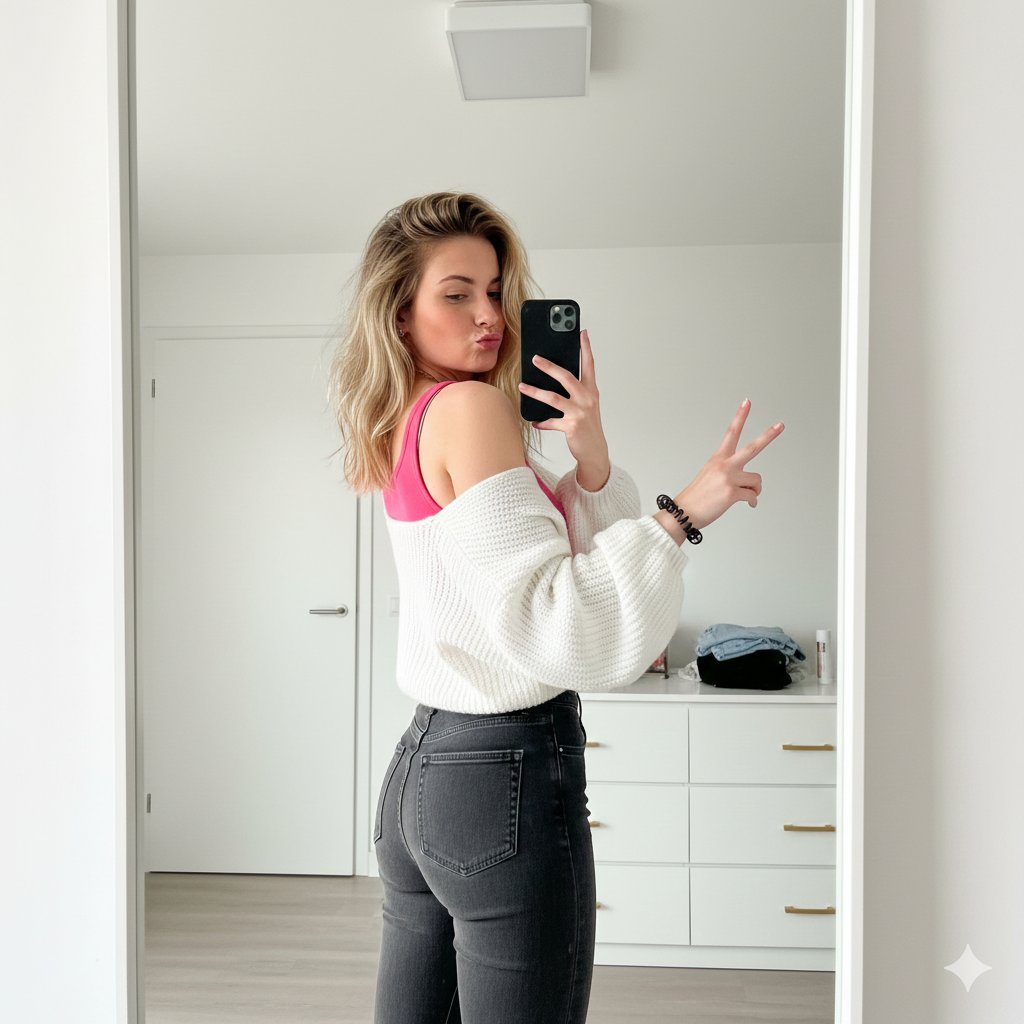 现代卧室中女性的自拍