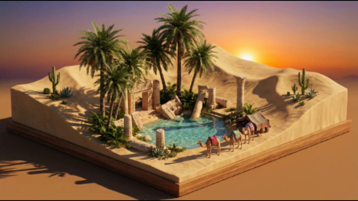 沙漠绿洲3D等距场景