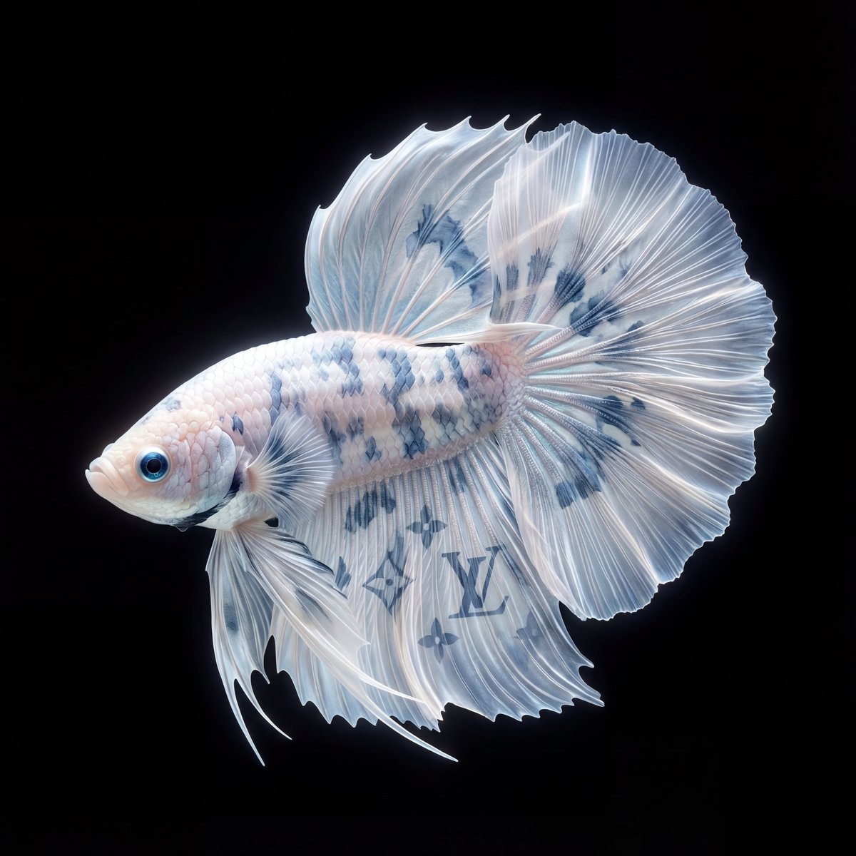 艺术与广告融合的侧身白斗鱼