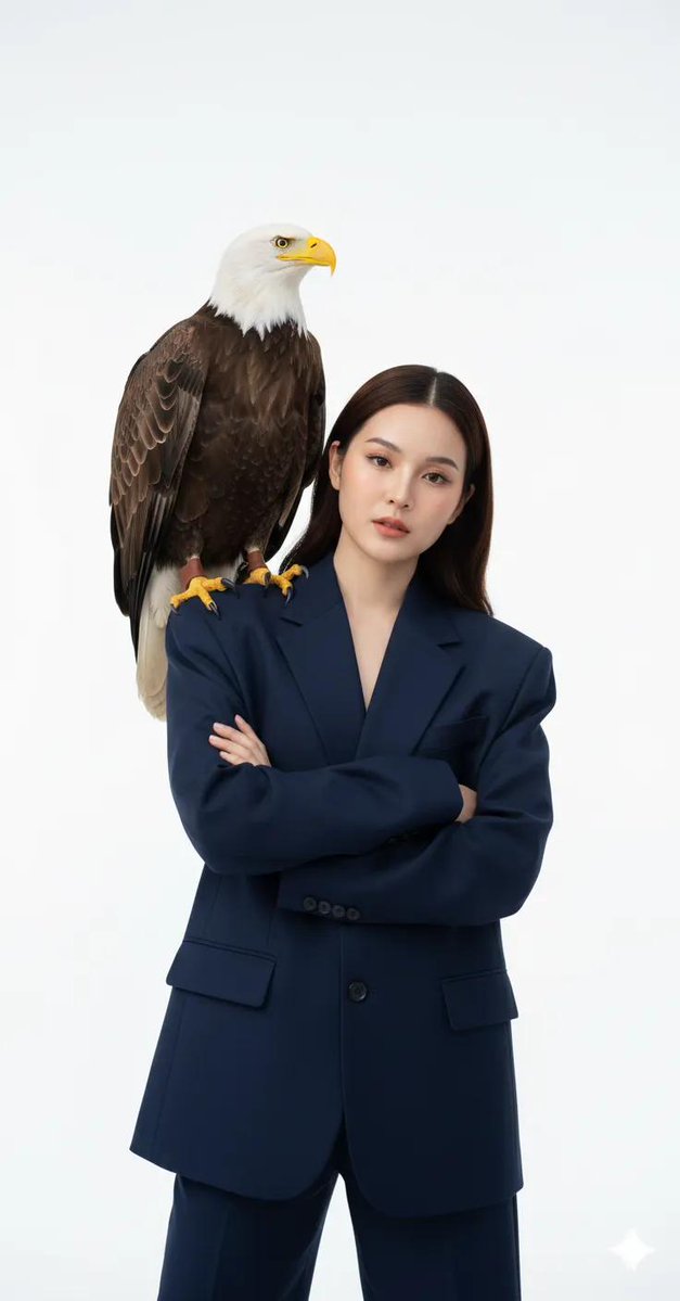 时尚女性与雪白猫头鹰肖像