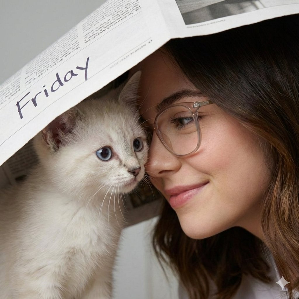 女性与白猫互动的亲密肖像