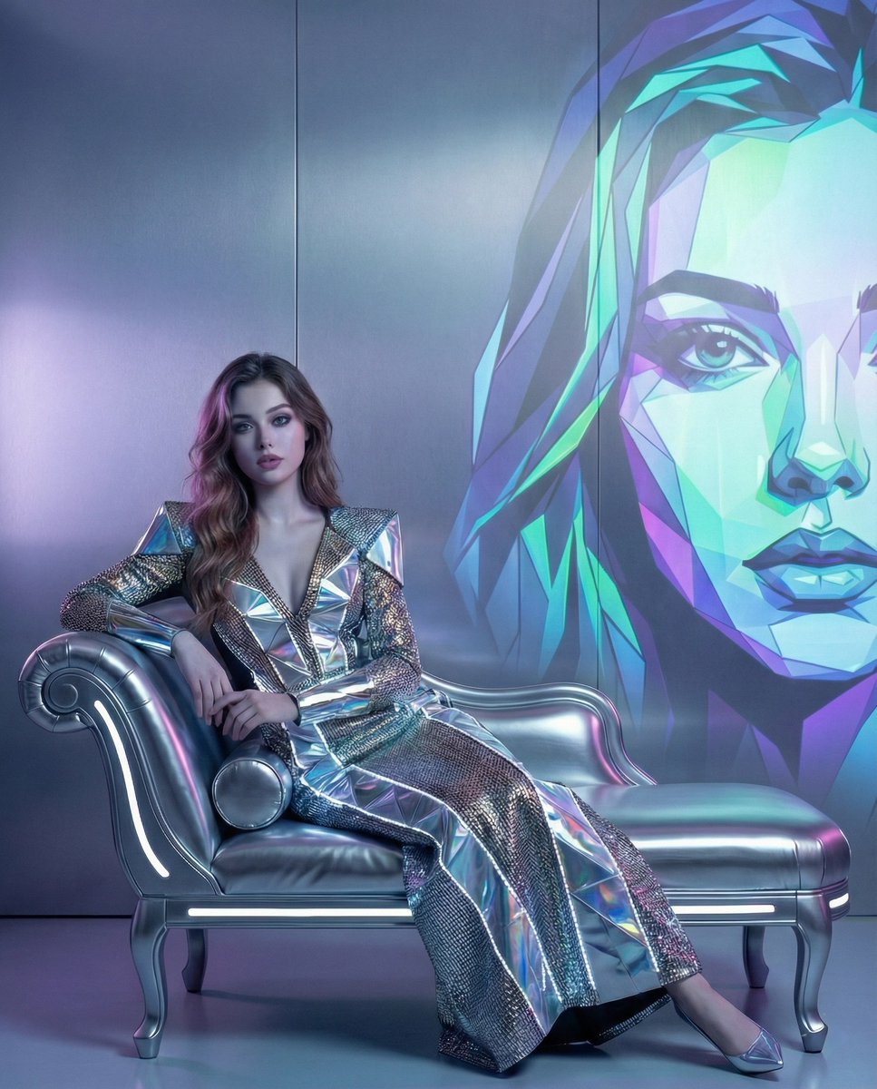 纳米香蕉模特的未来时尚肖像