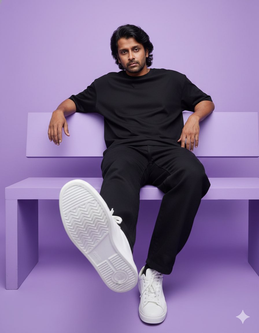 简约紫色背景人像摄影