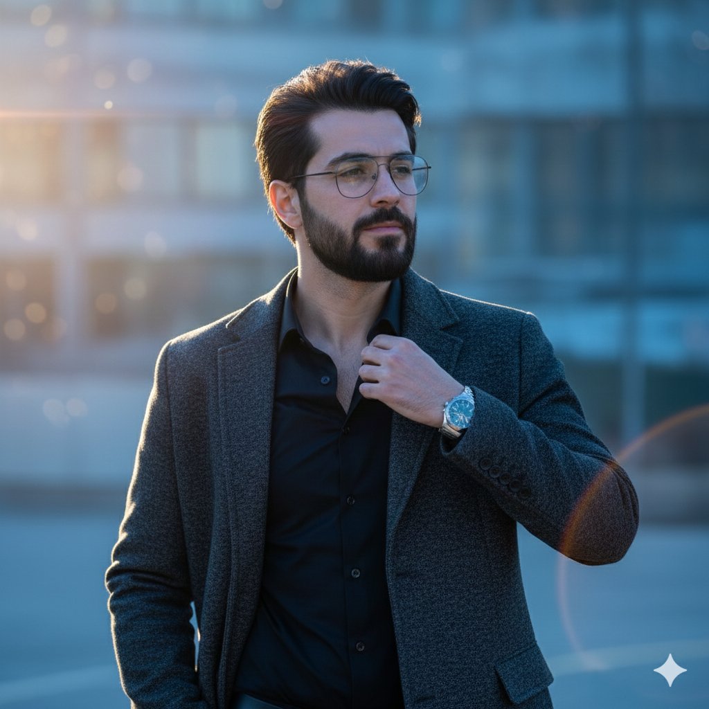 静谧蓝色时刻的男子超写实肖像