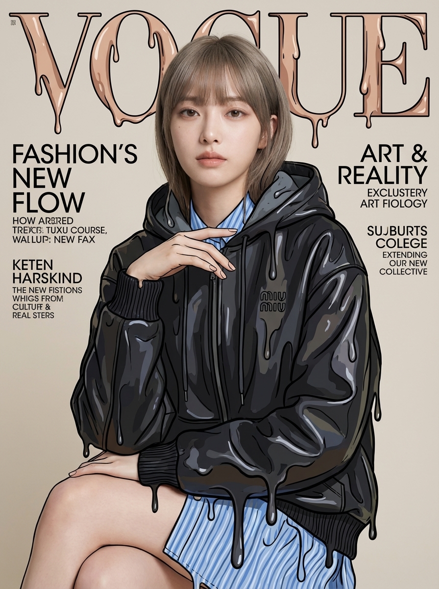 真实皮肤与插画服装的混合风格探索