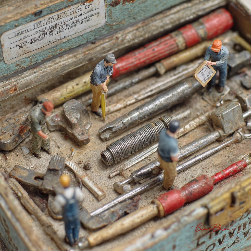 磨损工具箱的特写