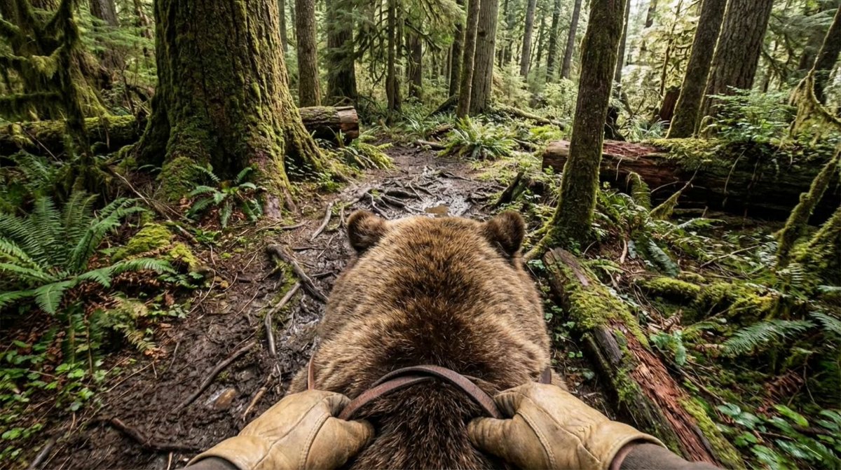 疾速奔跑的棕熊视角