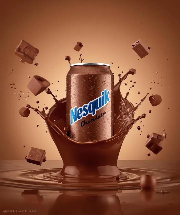 Nesquik巧克力饮料铝罐摄影