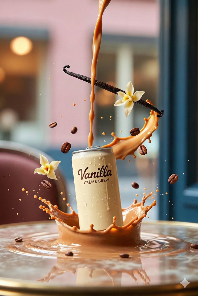 Vanilla Cr&egrave;me Brew Presentation on gemini Nano Banana 3.0