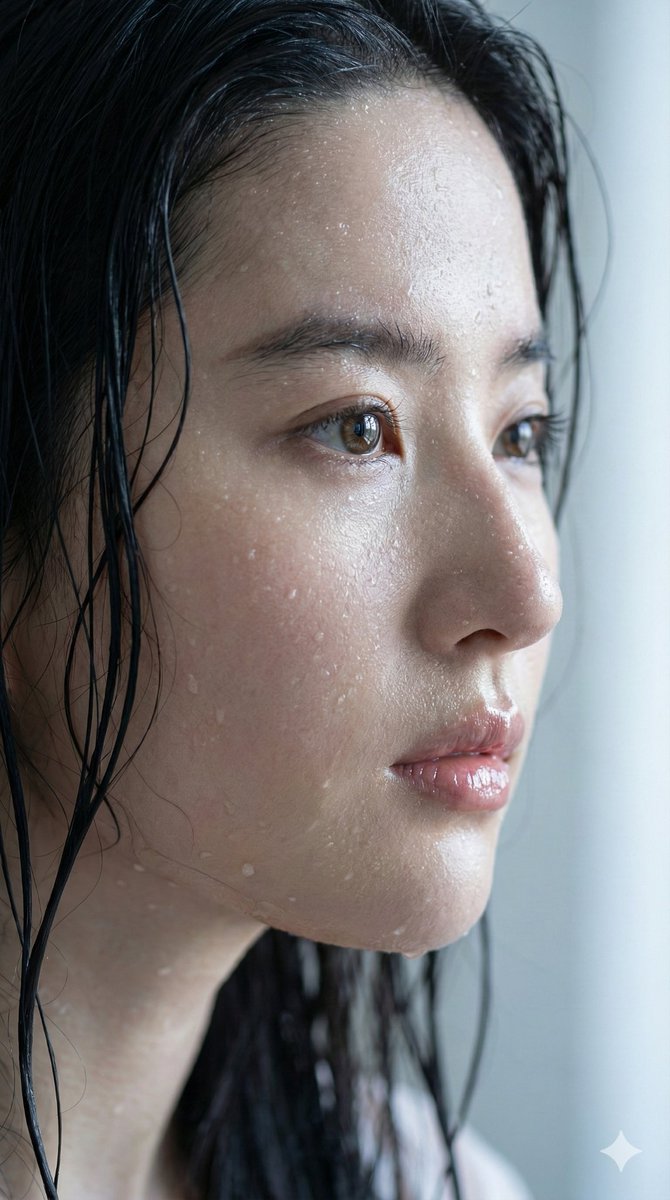 极致真实细腻湿身侧脸肖像