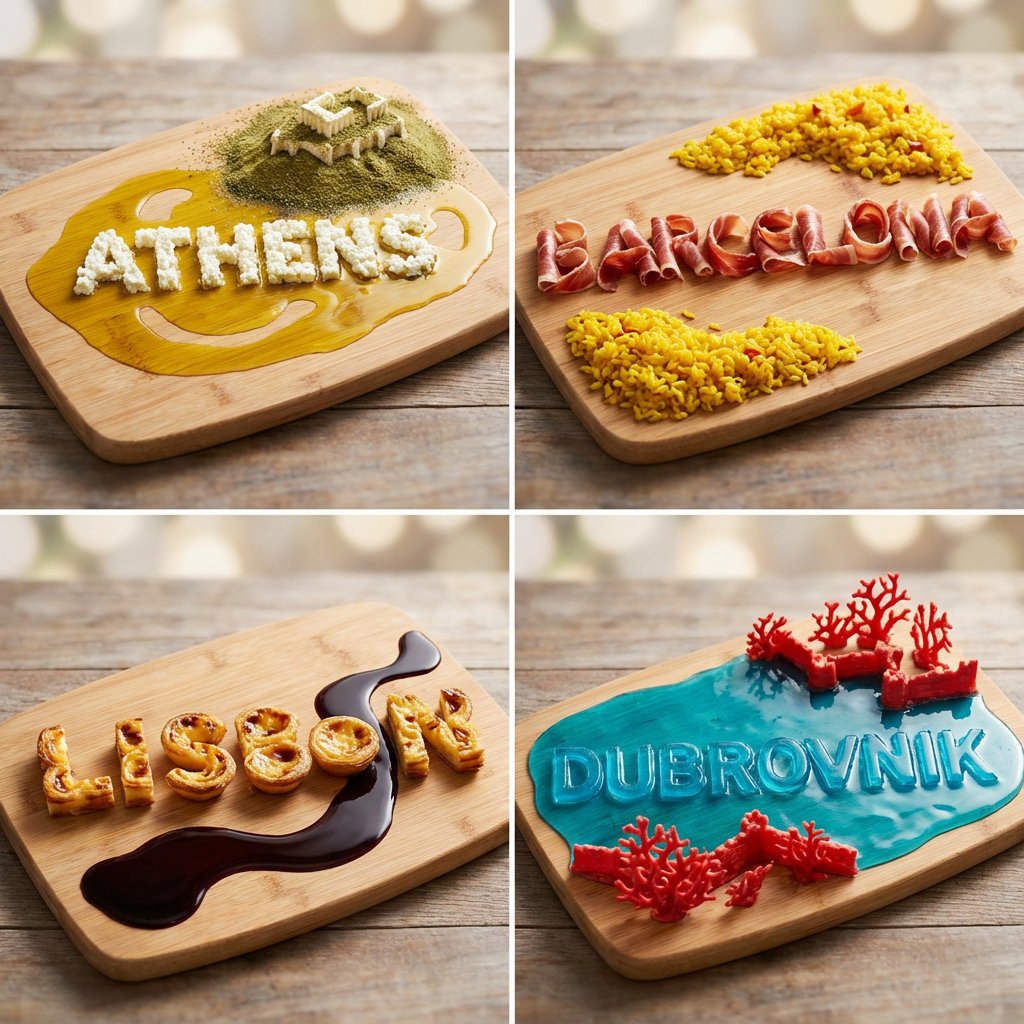 地中海港口美食版面拼贴