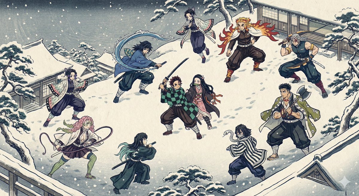 浮世绘风格《鬼灭之刃》柱定妆照