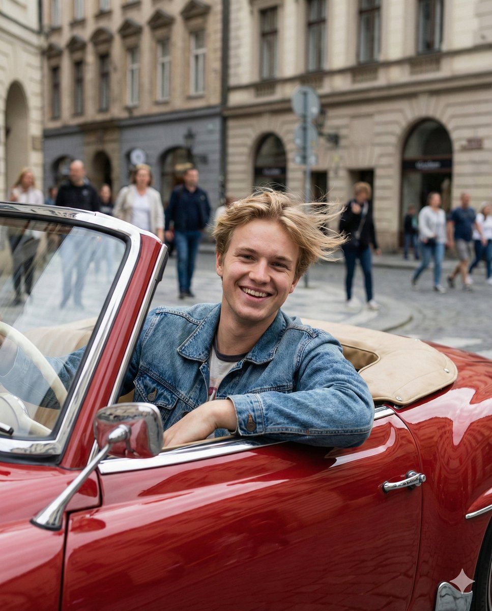 复古汽车驾驶肖像