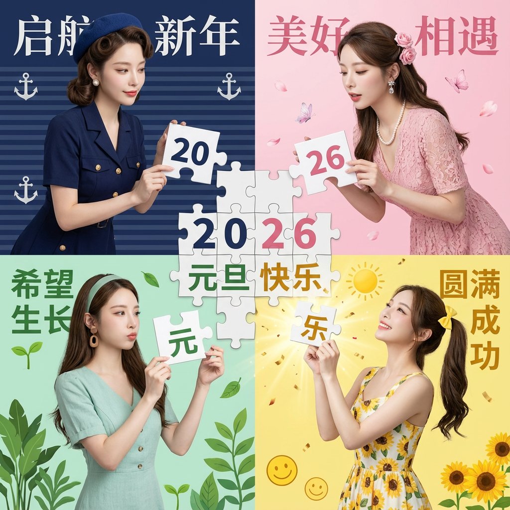 元旦特辑-四角拼图完成2026祝福
