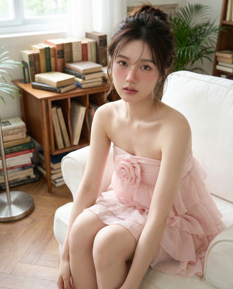 精致亚洲少女阅读场景