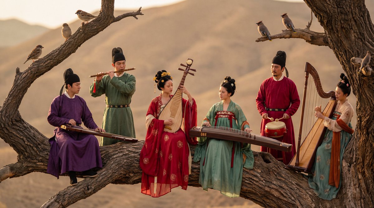 朝代宫廷乐队演奏传统音乐