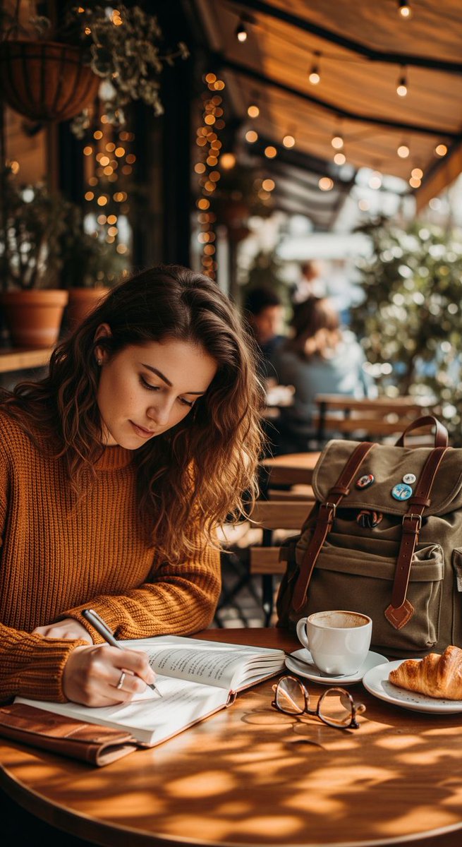 午后宁静的户外咖啡馆场景