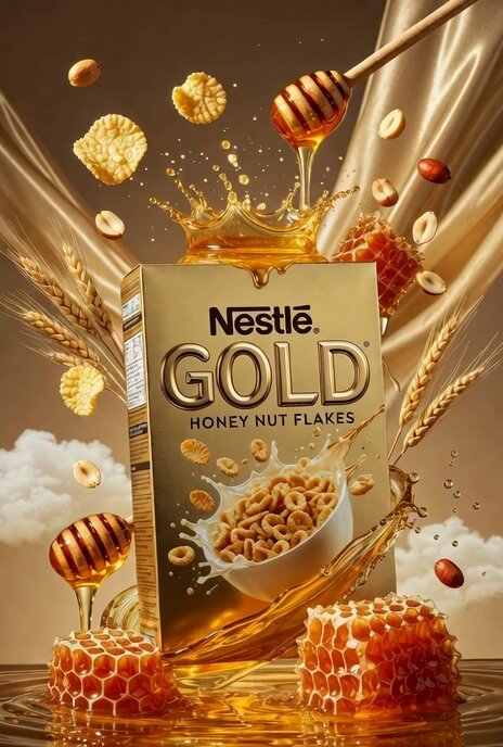 Nestl&eacute; Gold Honey Nut Flakes 广告摄影