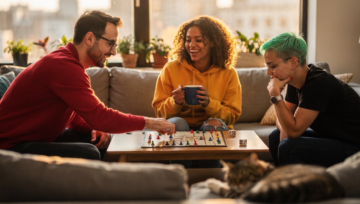 下午晚些时候的舒适现代客厅