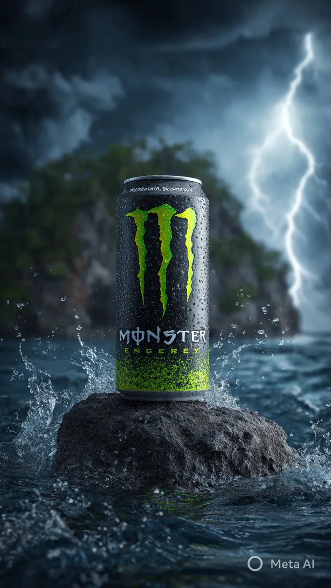 暴风雨中的超现实主义能量饮料罐