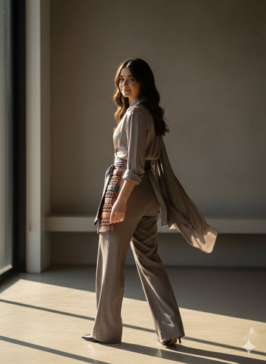 柔和帘幕，轻松微笑