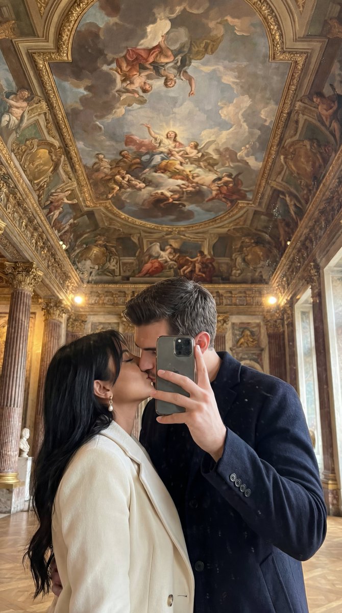 Nano Banana Pro - 博物馆镜吻天花板壁画