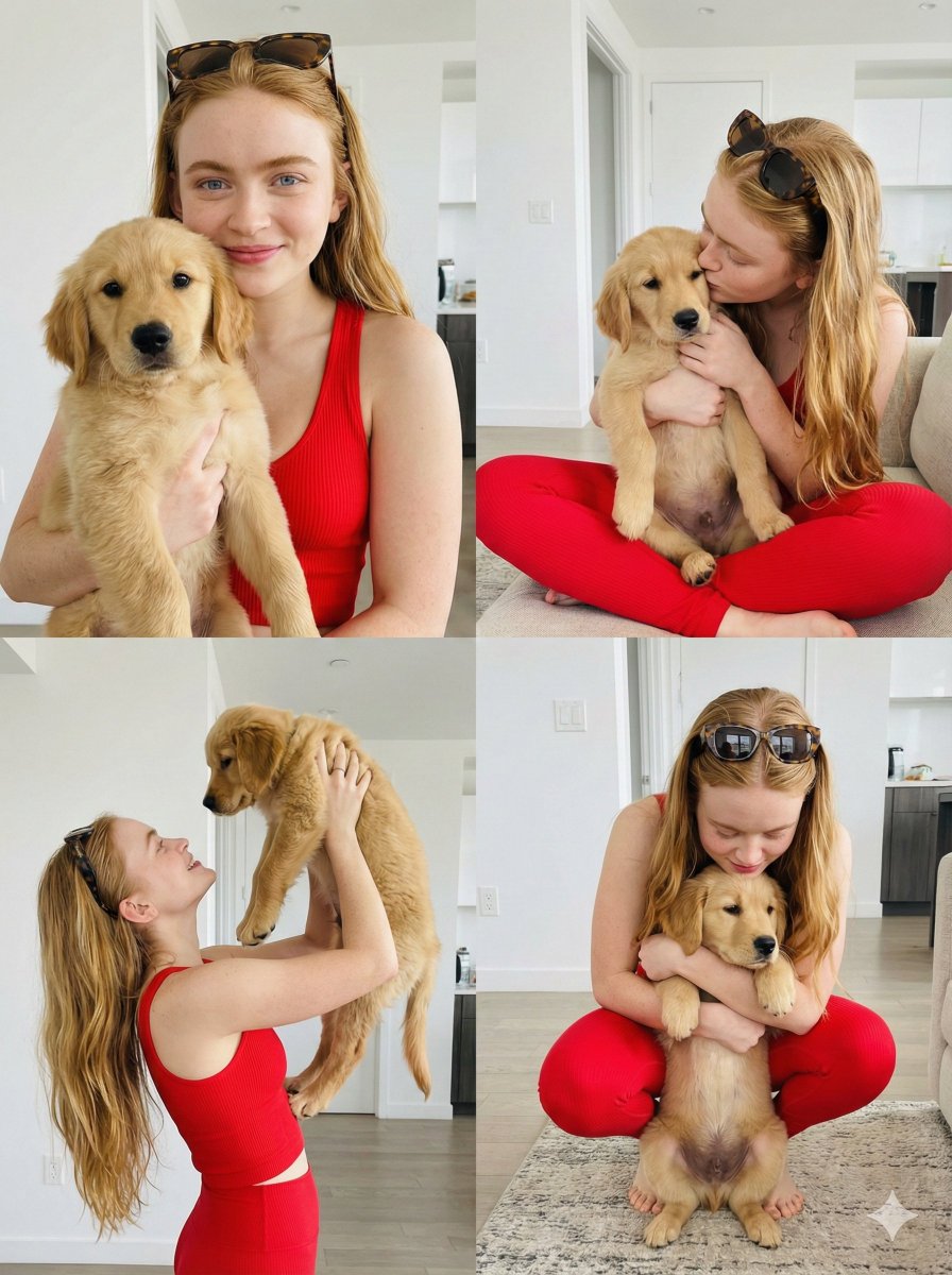 Sadie Sink与她的金毛幼犬