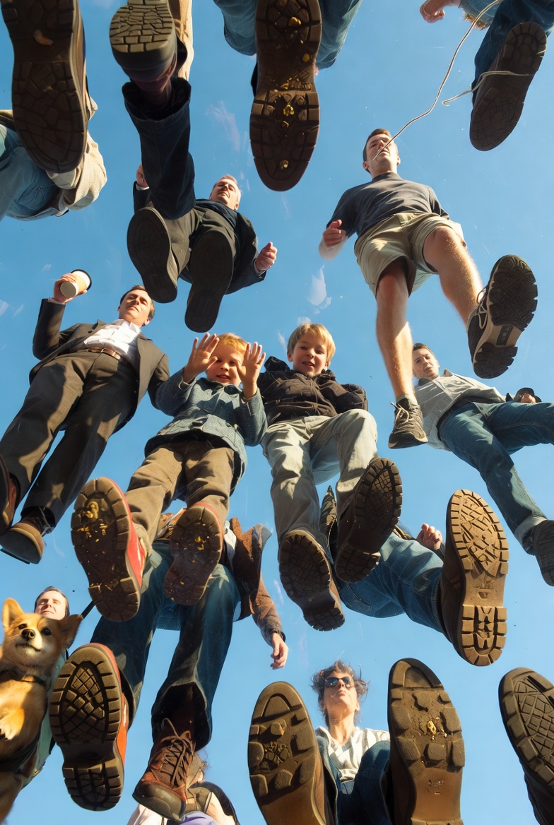 透明亚克力地板下的天空视角