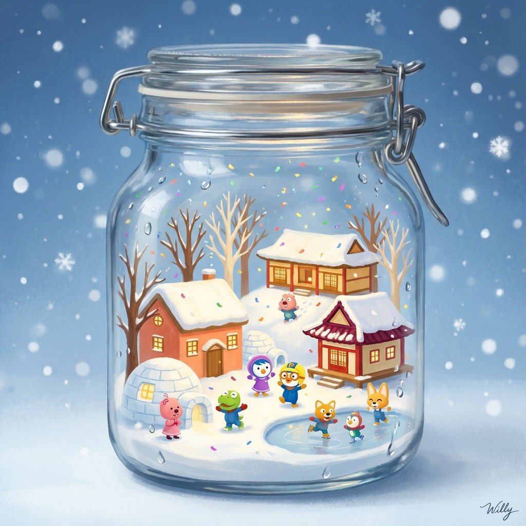 玻璃马森瓶中3D迷你冬季村庄