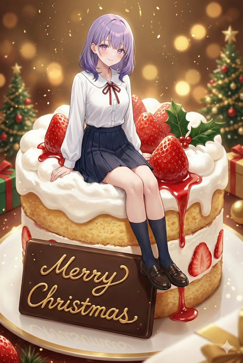 文字入りクリスマスケーキのイラストレーション