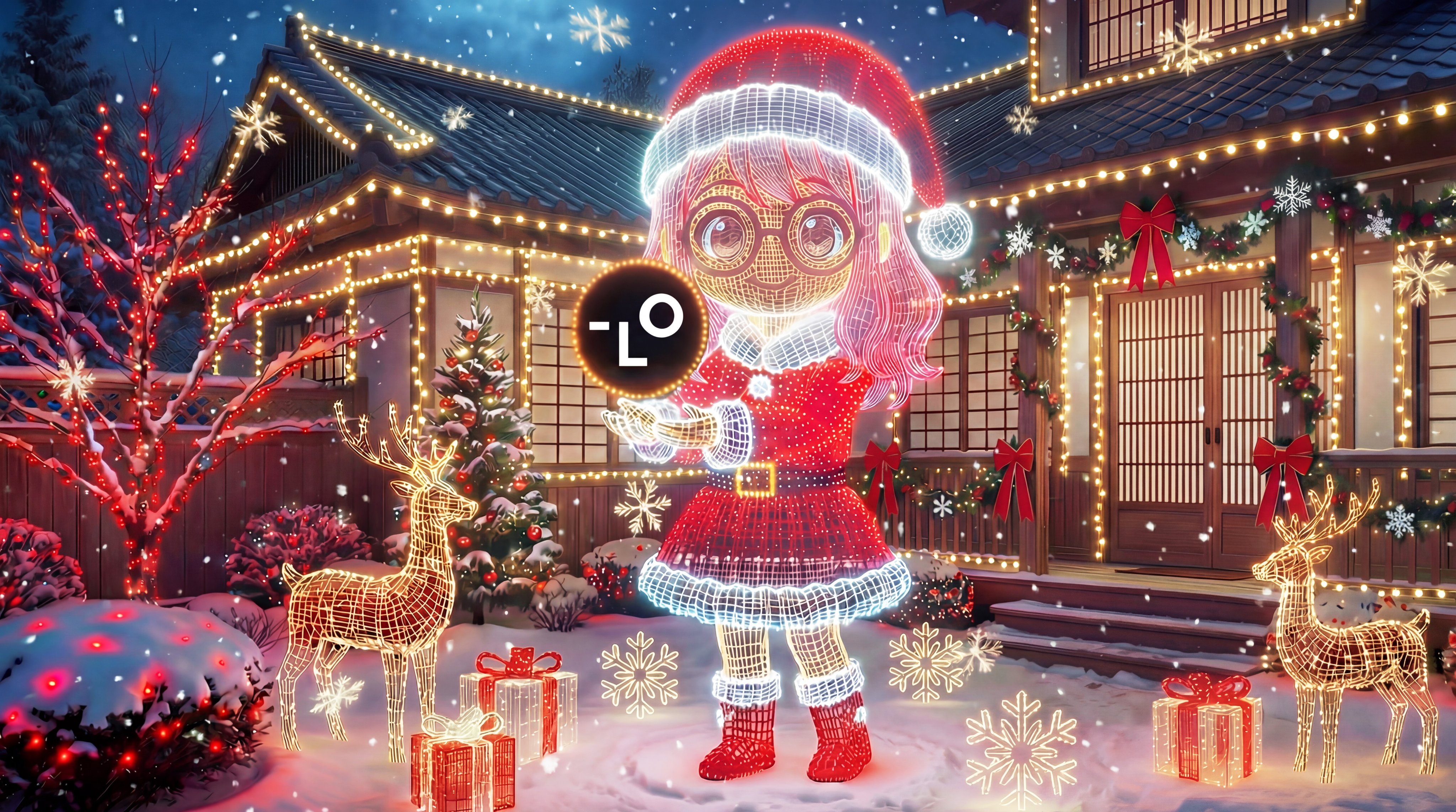 家の前庭のクリスマスイルミネーション