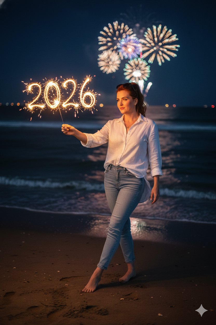 2026新年海滩夜景
