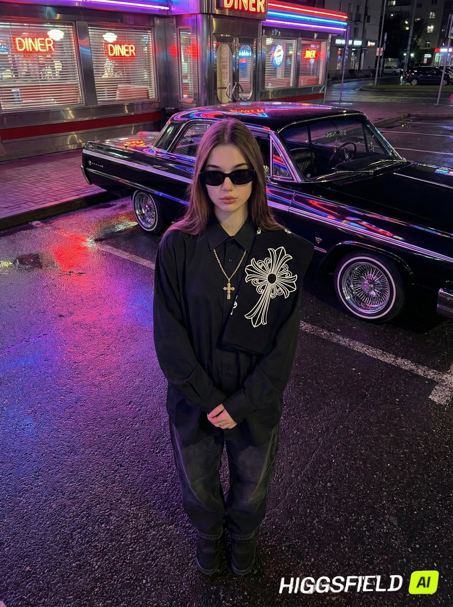 都市夜色中的女性肖像