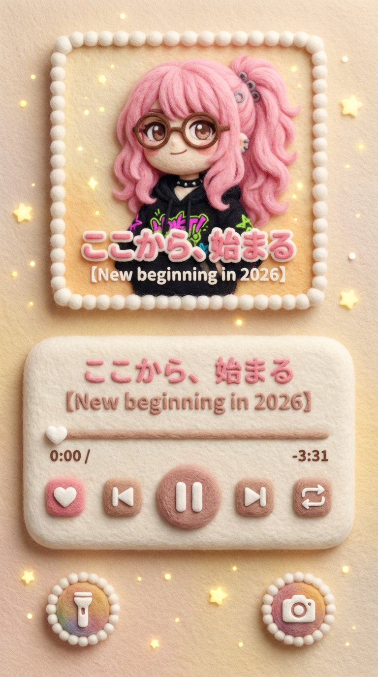 羊毛フェルト製スマホロック画面