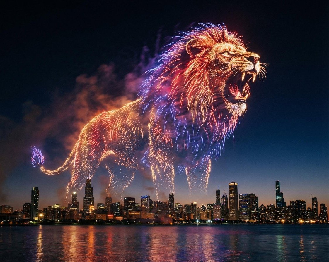 夜空中的烟花造型[主题]与海港城市