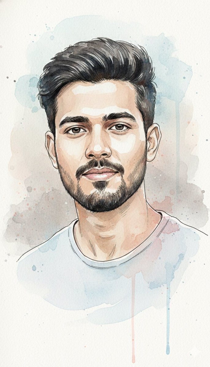 Gemini Nano Banana Pro 水彩与墨水肖像