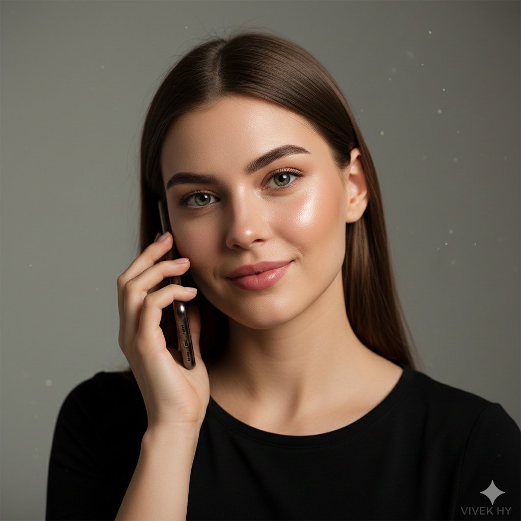 Gemini Nano banana Pro - 年轻女性通话肖像