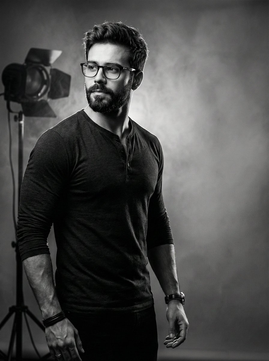 高对比度电影黑白肖像