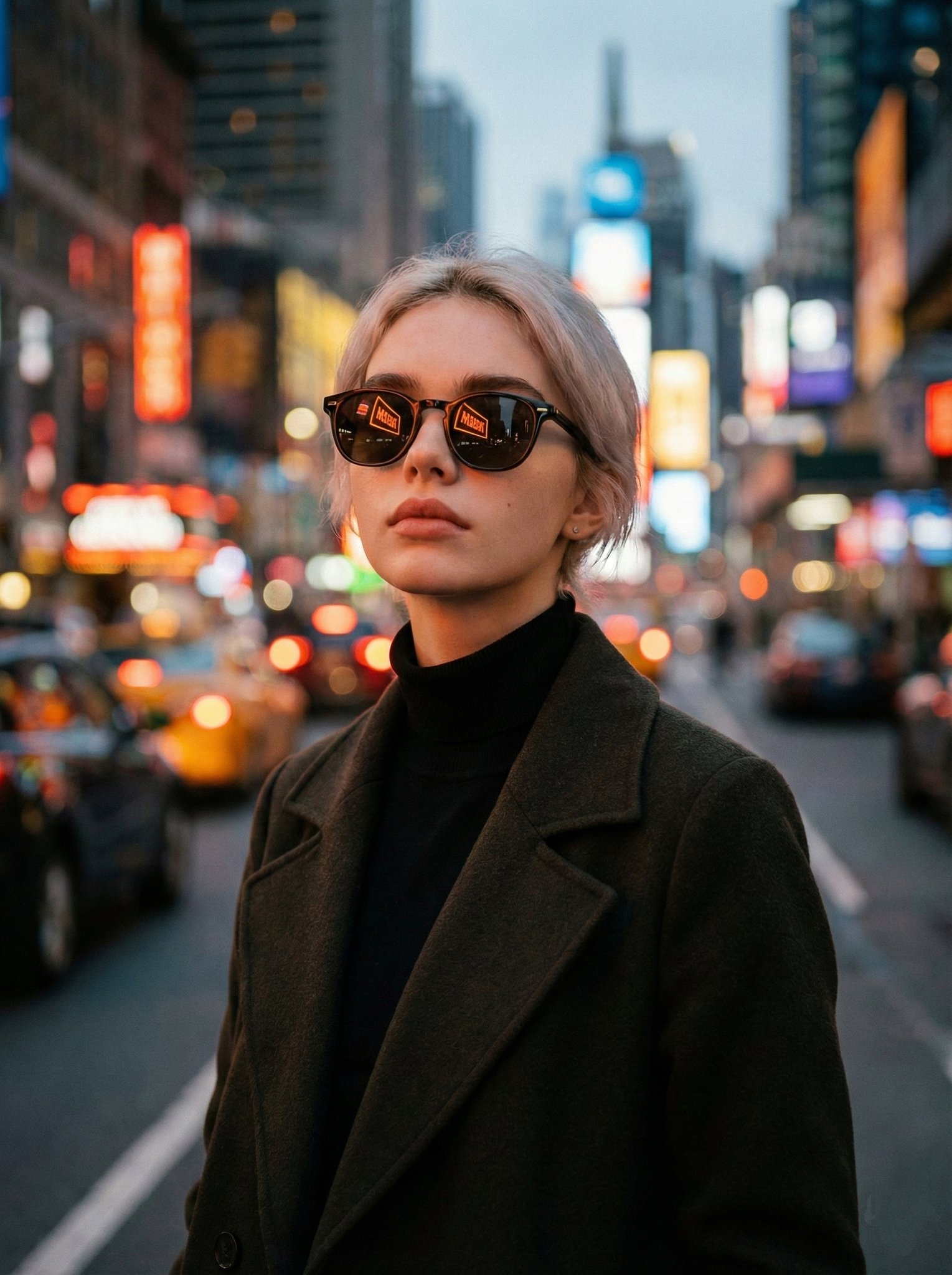 都市黄昏下的超现实主义女性肖像