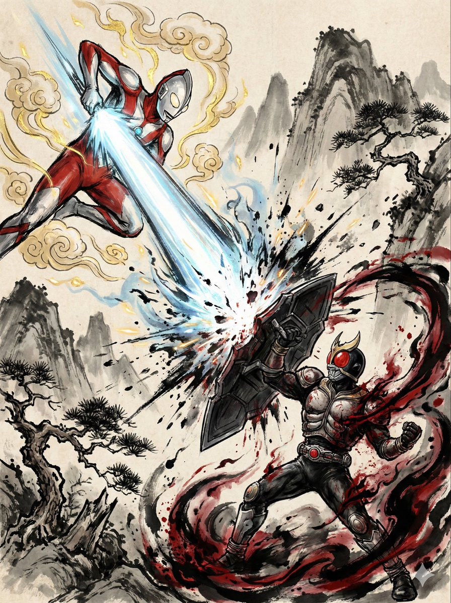 重彩水墨与极致对角线构图