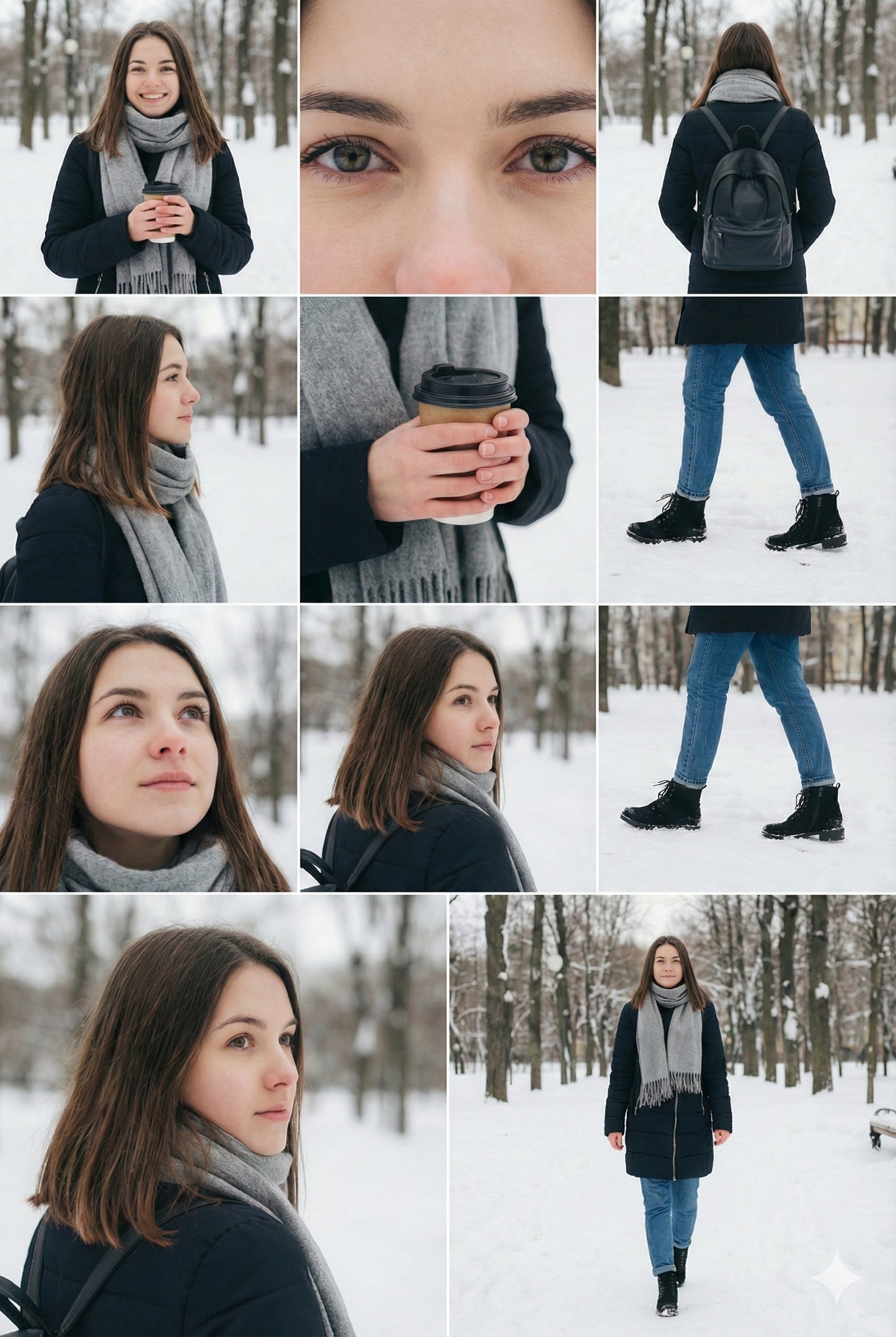 中青年女性雪地漫步