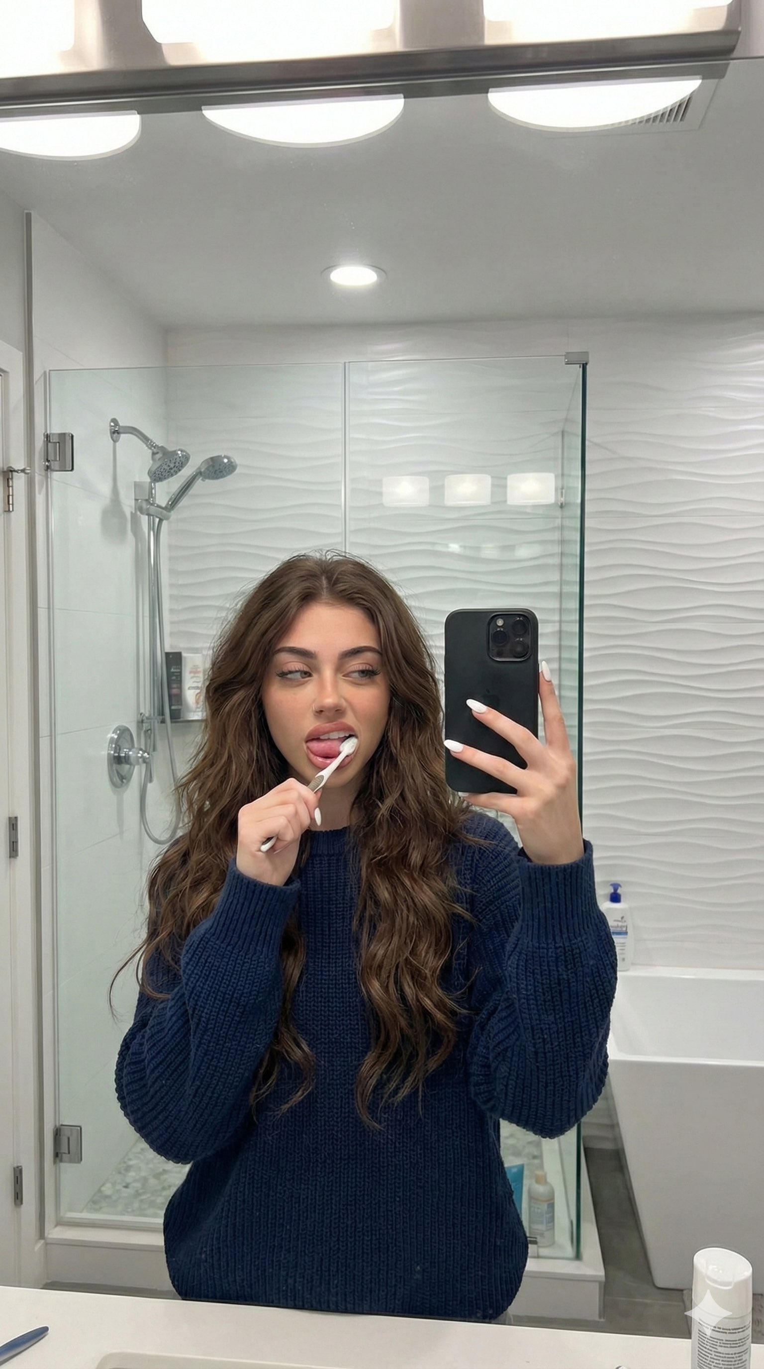 现代浴室镜子自拍